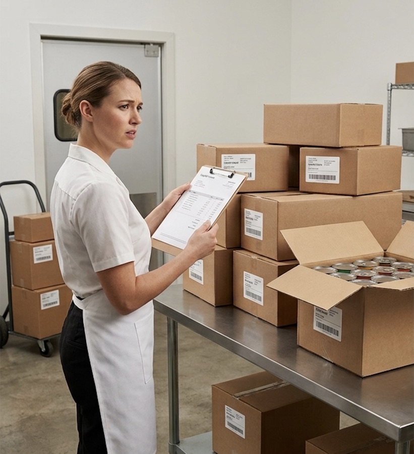 Checking a delivery by hand